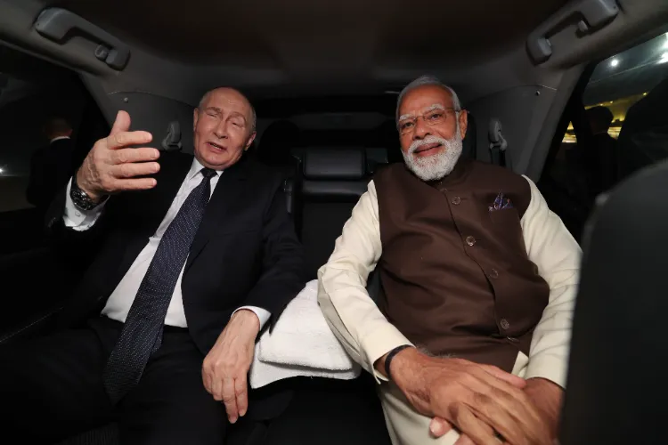 PM Narendra Modi and President Vladimir Putin in a car