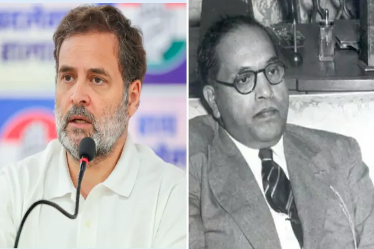 Rahul Gandhi  paid tributes to B R Ambedkar on his 69th death anniversary