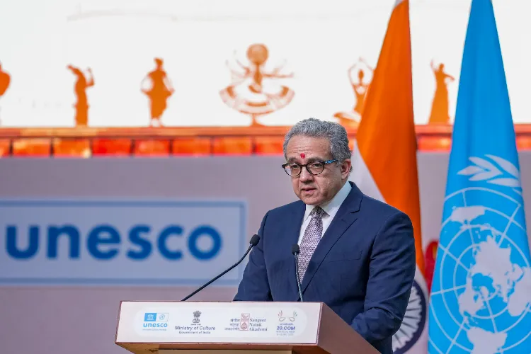 UNESCO Director-General Khaled El-Enany speaking at the The 20th session of the Intergovernmental Committee for the Safeguarding of Intangible Cultural Heritage