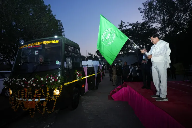 MadhyaMP CM Mohan Yadav flagged off 10 new canter buses from the Madla Gate of Panna National Park