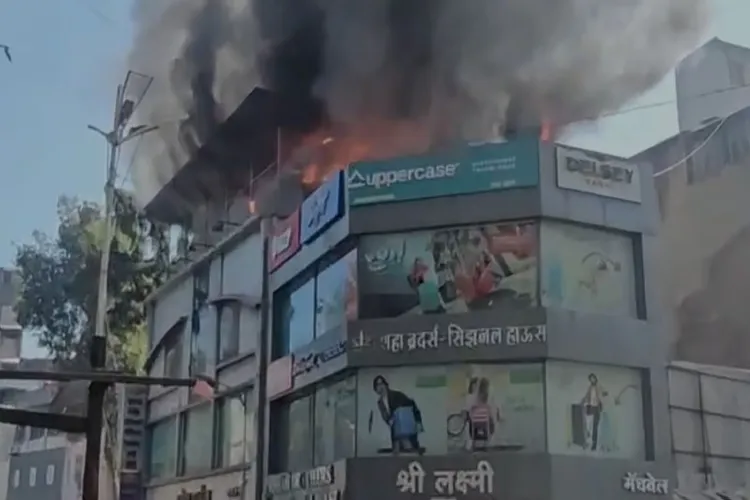 A massive fire erupted on the terrace of a commercial building on the arterial Laxmi Road in Sadashiv Peth (Pune)