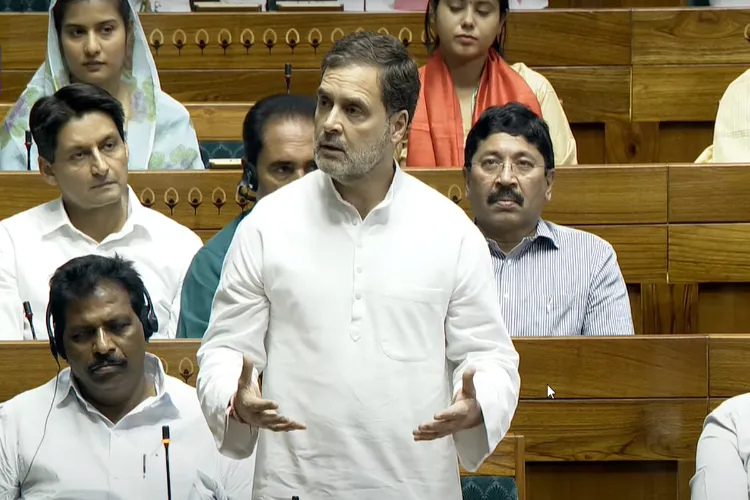 Leader of Opposition in the Lok Sabha Rahul Gandhi speaks during a discussion on election reforms in the House in the Winter session of Parliament, in New Delhi