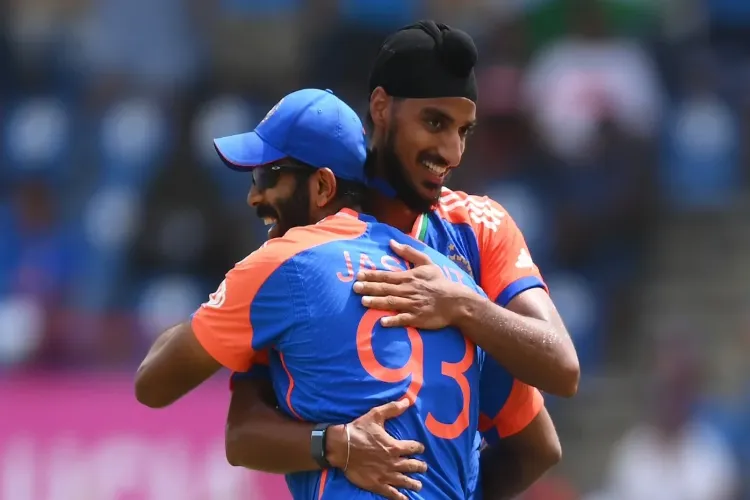Arshdeep Singh and Jasprit Bumrah during a match