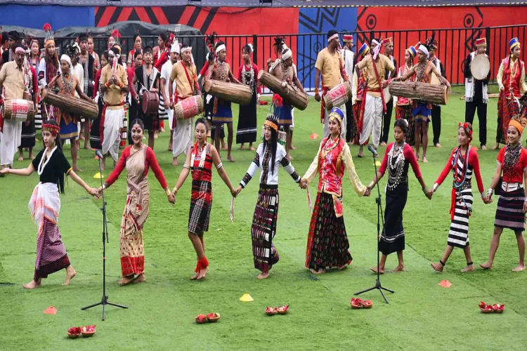 One of the tribes of Nagaland performing at the Hornbill festival 