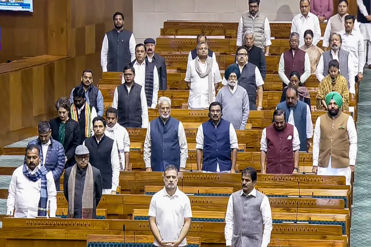 LoP in the Lok Sabha and Congress leader Rahul Gandhi with party MP KC Venugopal and other members in the House during the Winter session of Parliament, in New Delhi