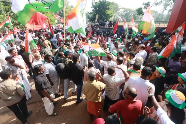 UDF workers were seen celebrating after their alliance made major gains in the local body polls.