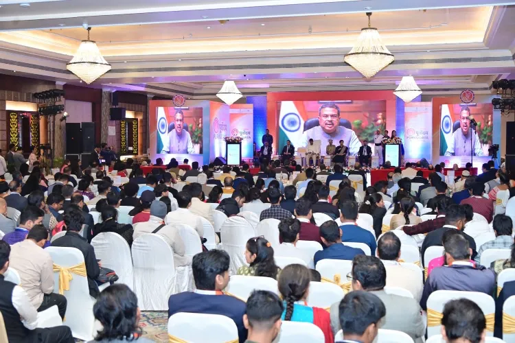 Indian union Minister Dharmendra Pradhan speaking at the conference