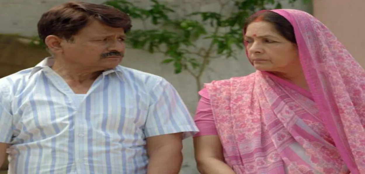 Neena Gupta as Sarpanch and Raghubir Yadav as proxy Srapanch in serial Panchayat 