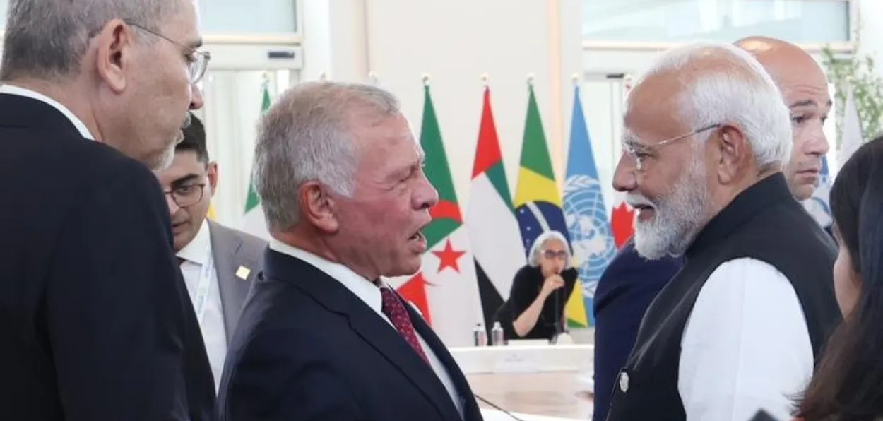King of Jordan with PM Narendra Modi on the sidelines of the G7 Summit.