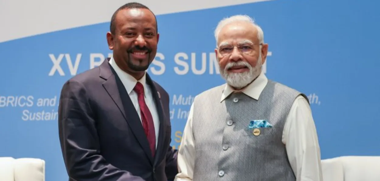 Prime Minister Narendra Modi with Ethiopian Prime Minister Abiy Ahmed Ali during BRICS summit