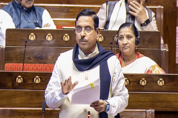 Union Minister of Consumer Affairs Pralhad Joshi speaks in the Rajya Sabha during the Winter session of Parliament, in New Delhi
