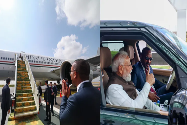 Ethiopian Prime Minister Abiy Ahmed Ali bids farewell to Prime Minister Narendra Modi