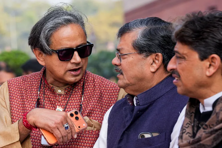 Congress MP Shashi Tharoor during Parliament's Winter session, in New Delhi