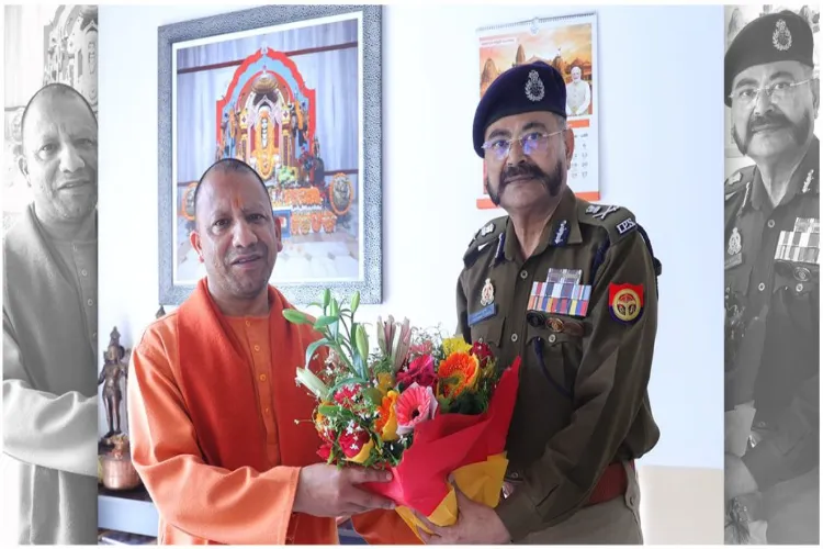 Former Uttar Pradesh DGP Prashant Kumar with Yogi Adityanath