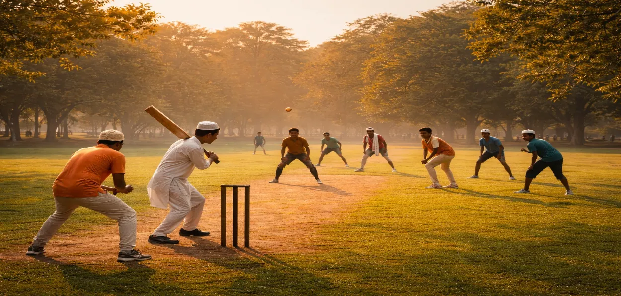 AI generated image of youth playing cricket in Madhupur