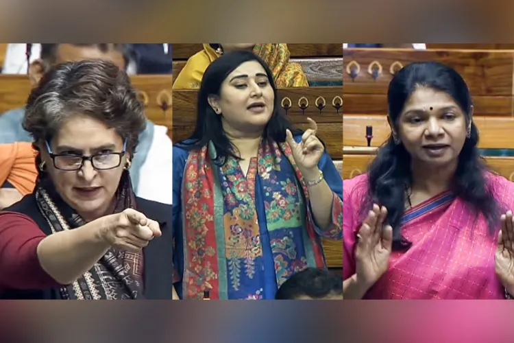 Priyanka Gandhi Vadra, Kanimozhi Karunanidhi and Bansuri Swaraj in Loksabha