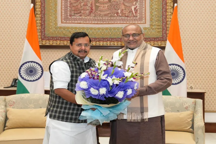 Newly appointed BJP national working president Nitin Nabin courtesy visit to Vice President C P Radhakrishnan 