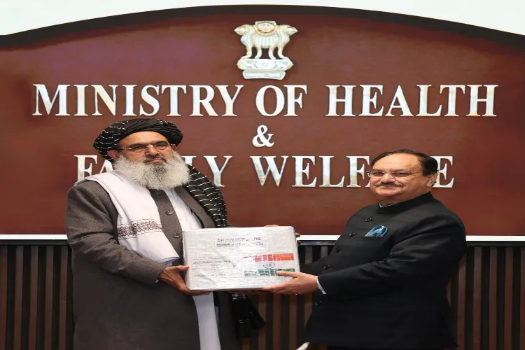 Union Minister of Health and Family Welfare JP Nadda with Afghanistan Minister of Public Health Mawlawi Noor Jalal Jalali during a meeting