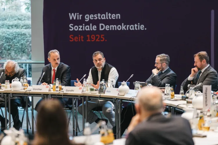 Lok Sabha Leader of the Opposition Rahul Gandhi with German Environment Minister Carsten Schneider in Berlin 