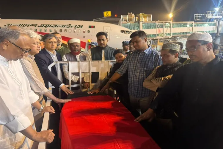 The flight carrying the body of Sharif Osman Hadi landed in Dhaka, Bangladesh