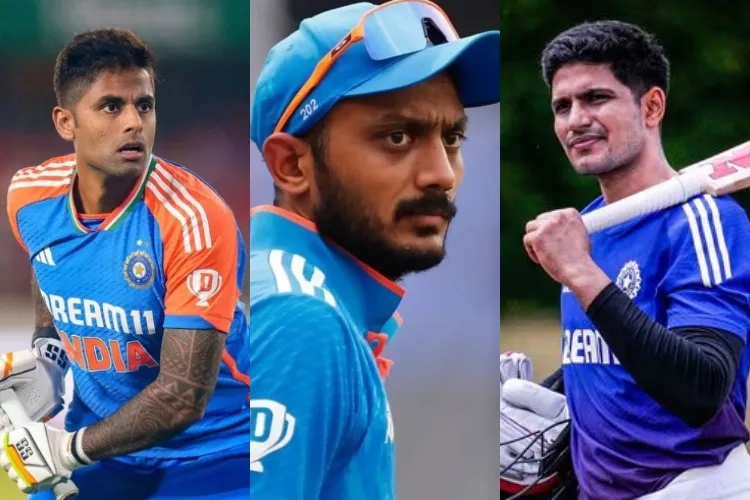 Cricketers Suryakumar Yadav, Axar Patel and Shubman Gill 