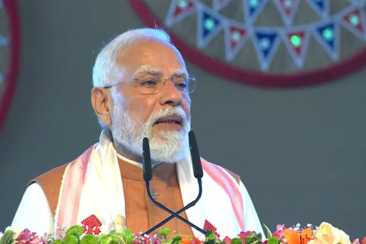 Prime Minister Narendra Modi  during a program in Assam