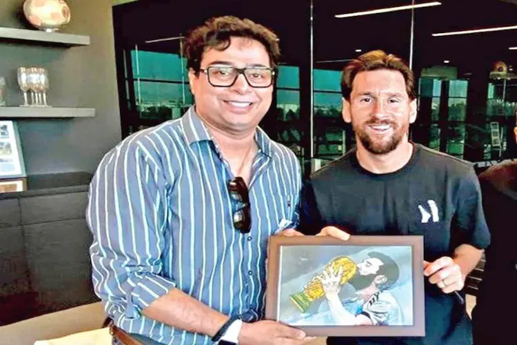 Satadru Dutta with Lionel Messi