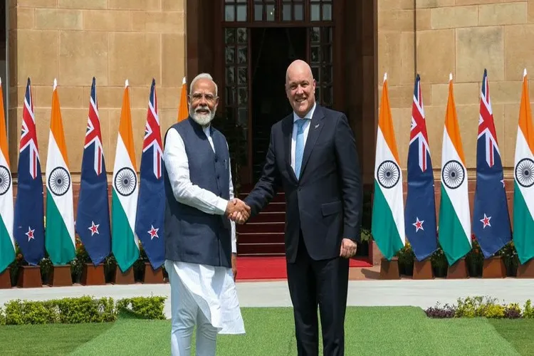 Prime Minister Narendra Modi with New Zealand Prime Minister Christopher Luxon