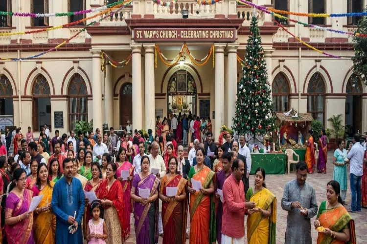 AI-generated picture of Indians singing carols outside a church