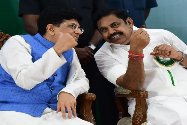 AIADMK General Secretary and former Tamil Nadu Chief Minister Edappadi K Palaniswami with  Union Minister Piyush Goyal in Chennai