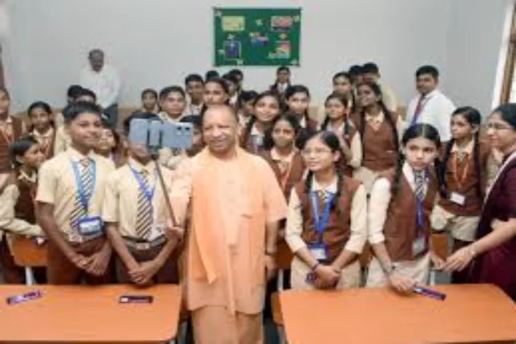 UP CM Yogi Adityanath with school children's