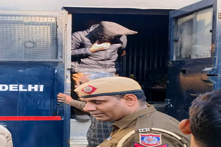 An accused in the Delhi blast case, being produced before Patiala House Court, in New Delhi