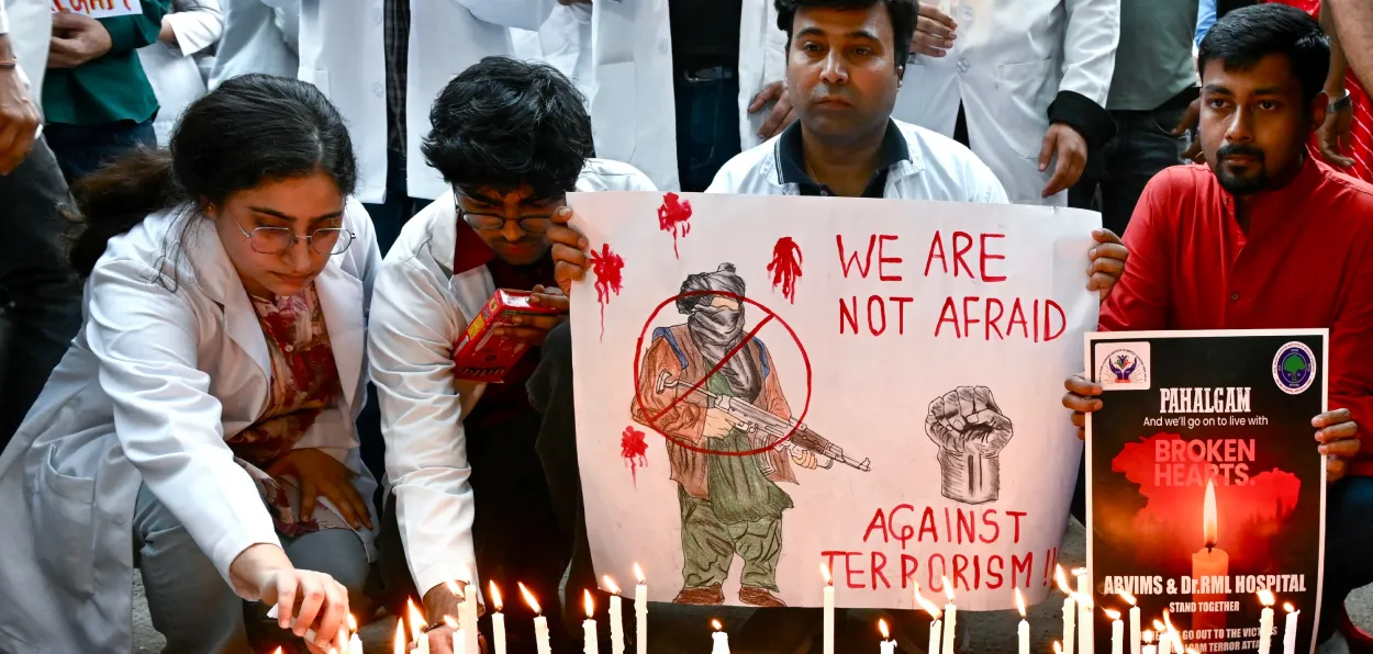 Delhi-based doctors and medical professional protesting against Pahalgam terrorist strike