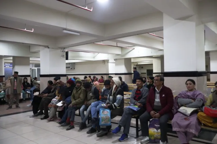 Patients outside the OPD at IGMC Hospital after the doctors’ association called an indefinite strike in Shimla