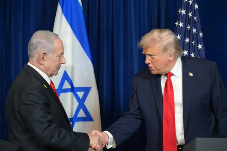 US President Donald Trump with Israeli Prime Minister Benjamin Netanyahu at Palm Beach