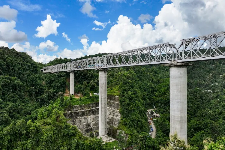 In this image posted on Sept. 13, 2025, a bridge on the newly-inaugurated Bairabi-Sairang railway line in Mizoram