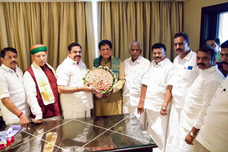 Union Minister Piyush Goyal meets Tamil Nadu BJP Chief Nainar Nagendran and AIDMK Chief Edappadi Palaniswami