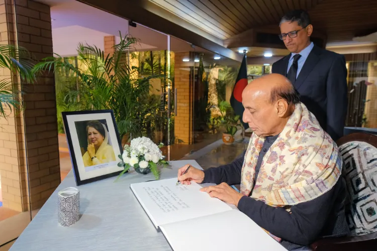 Defence Minister Rajnath Singh went to the High Commission of Bangladesh in New Delhi and signed the Condolence Book expressing profound sorrow at the passing of former Prime Minister and BNP Chairperson Begum Khaleda Zia 