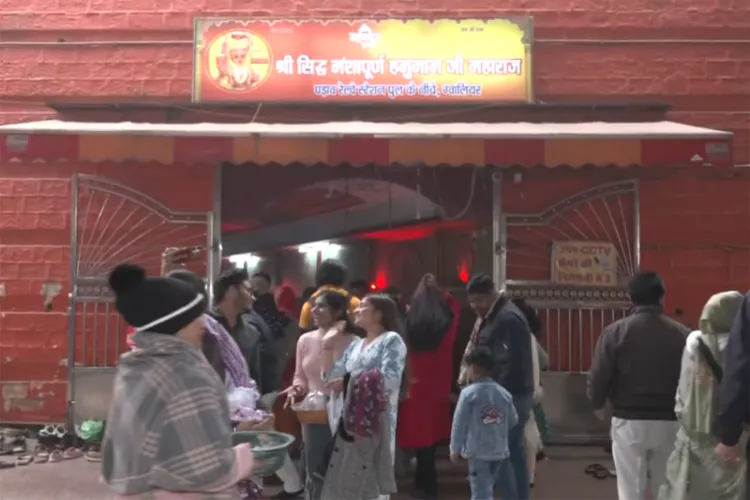 Devotees visiting the Manshapurana Hanuman Temple on New Year