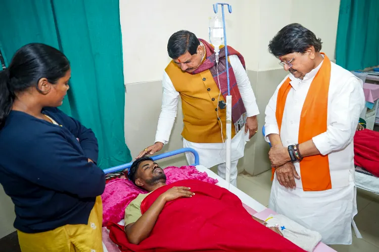 Madhya Pradesh Chief Minister Mohan Yadav in hospital speaking with people taken ill after consuming contaminated water