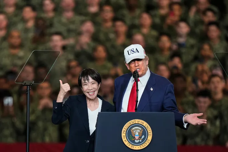 Japanese Prime Minister Sanae Takaichi with U.S. President Donald Trump