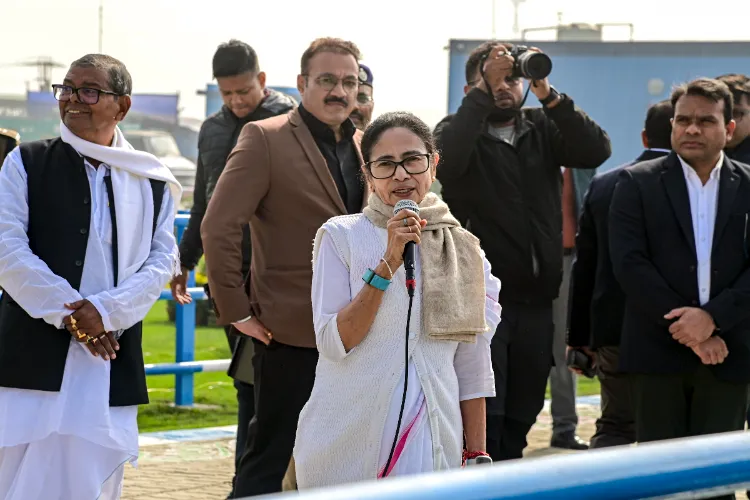 West Bengal Chief Minister Mamata Banerjee addresses media before leaving for Kolkata after her visit to Sagar Island, in South 24 Parganas district, West Bengal