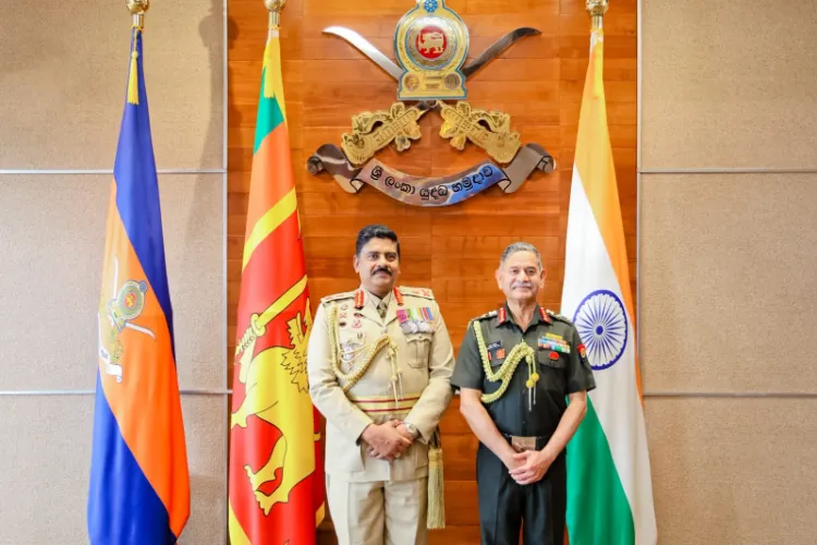 Army Chief General Upendra Dwivedi with Lieutenant General BKGM Lasantha Rodrigo, Commander of the Sri Lanka Army