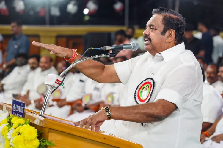 AIADMK General Secretary Edappadi K Palaniswami addresses a public meeting, in Kejjal Nayakkanpatti, Salem district, Tamil Nadu