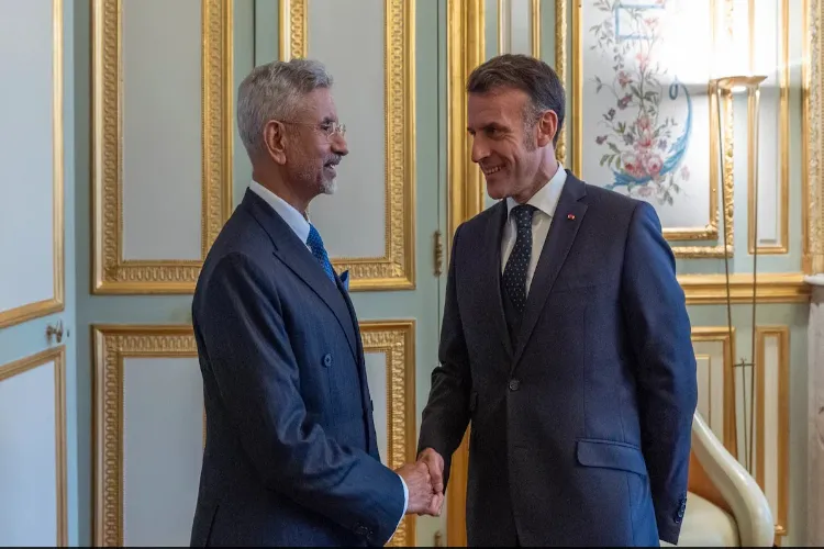 External Affairs Minister S Jaishankar with French President Emmanuel Macron 