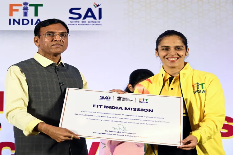 Union Minister Mansukh Mandaviya with Sania Nehwal 
