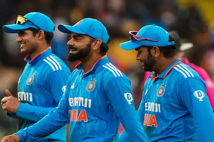 India ODI captain Shubman Gill with Virat Kohli and Rohit Sharma during a match