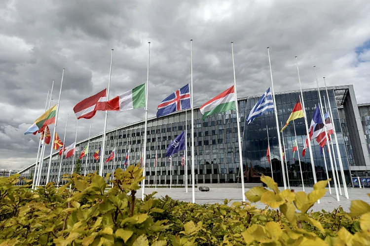 Flags of all 30 allies are flying at half-mast at NATO HQ 