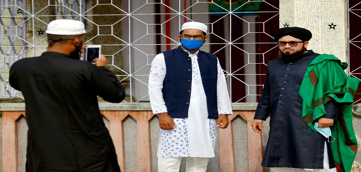 Young men clicking selfies after offering Friday Namaz in Agartala