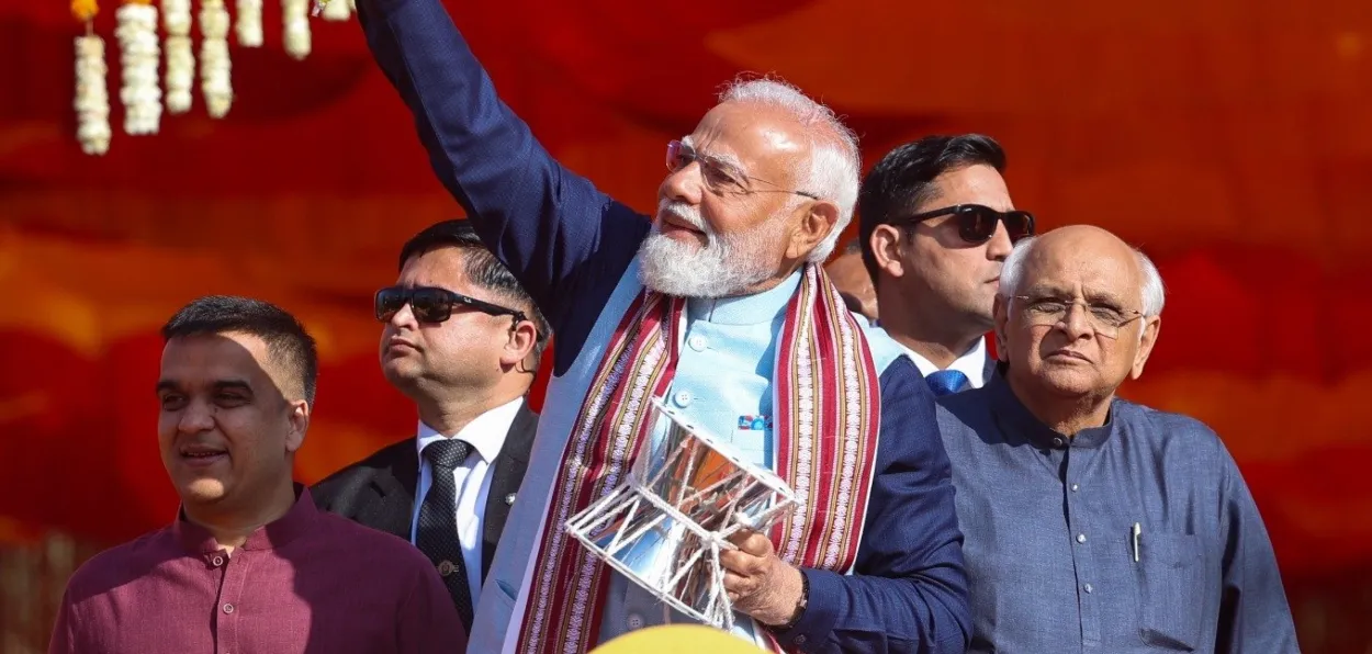 Prime Minister Narendra Modi who leads India on the path of growth at Somnath Temple